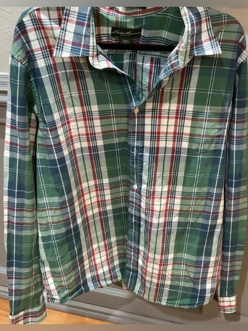 Classic Plaid Button-Down Shirt - Green & Blue